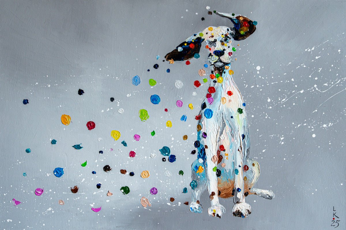 Expressive Animal Oil Painting By Liubov Kuptsova, 24 X 16", Blow Me Away, Original Artwork