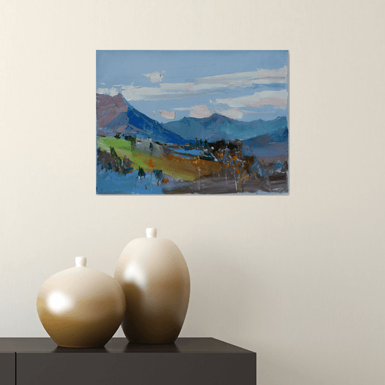Mountains Painting Original Oil on Canvas Fine Art Impressionism Painting