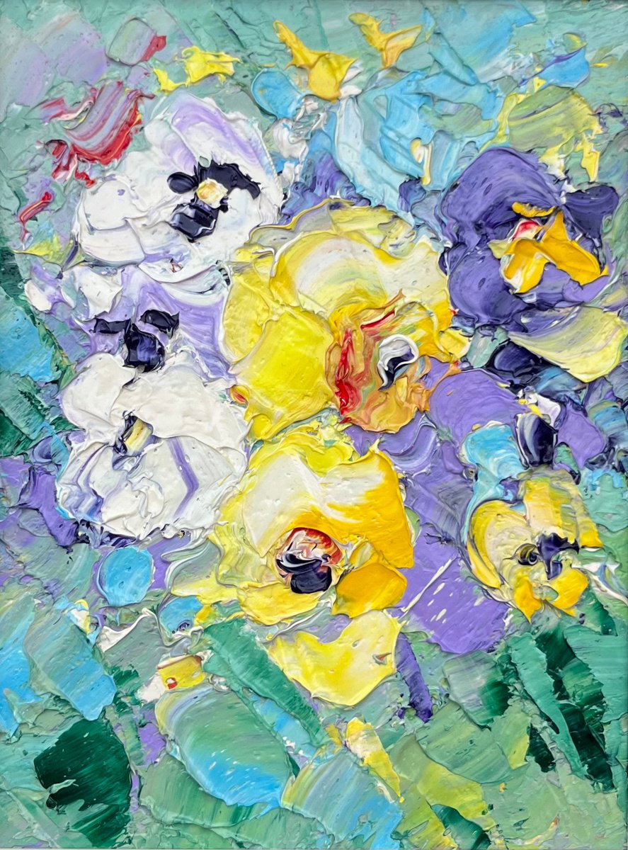 Abstract Botanical Oil Painting By Svitlana Andriichenko, 7 X 9", Sophistication Of Purple, Original Artwork