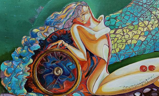 Wheel of life (40x60cm, oil painting, modern art, ready to hang)