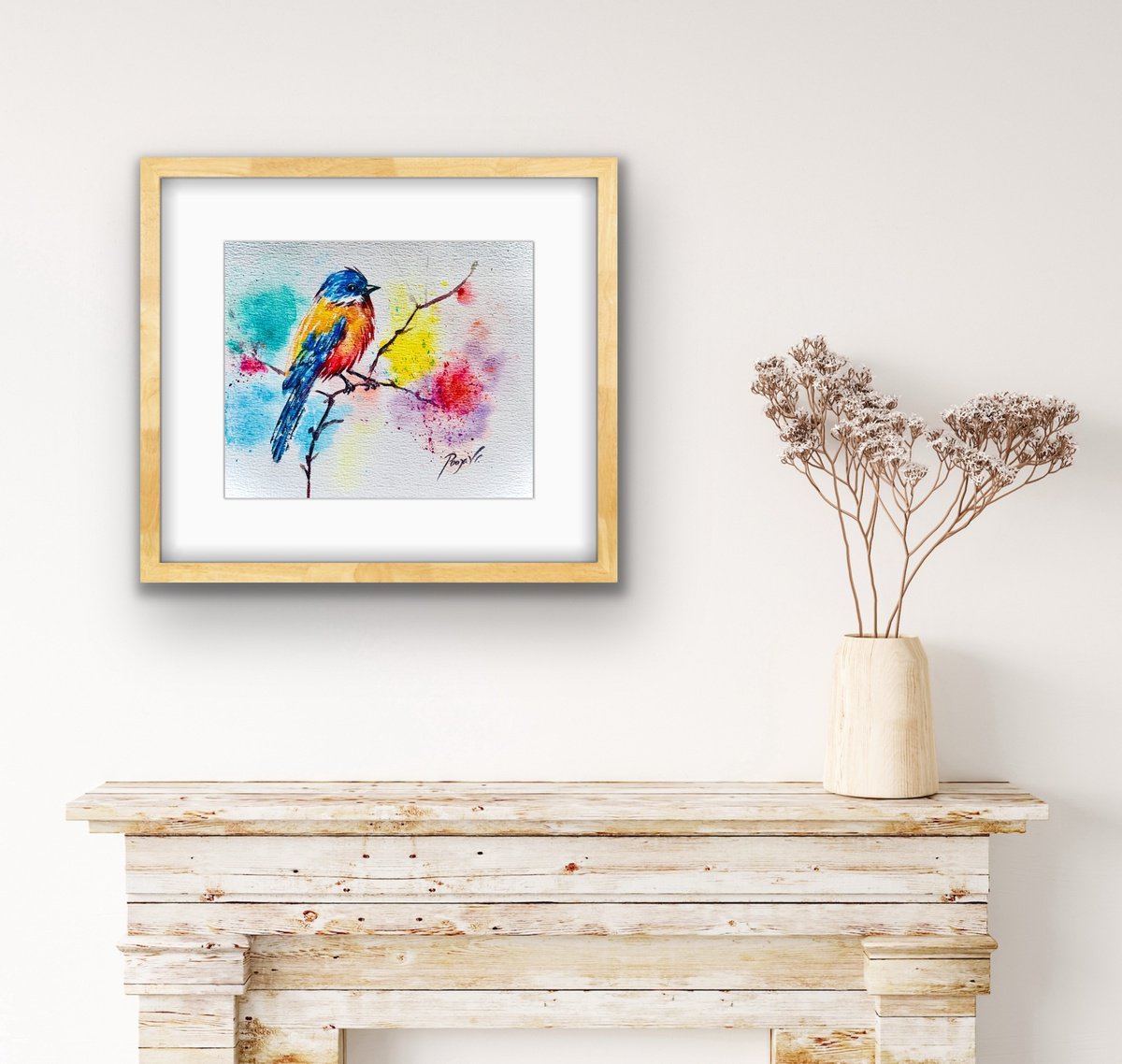 Impressionistic Watercolour , Bird Songs In Blue (1) By Pooja Verma, 9 X 7, Artwork For Sale On Artfinder