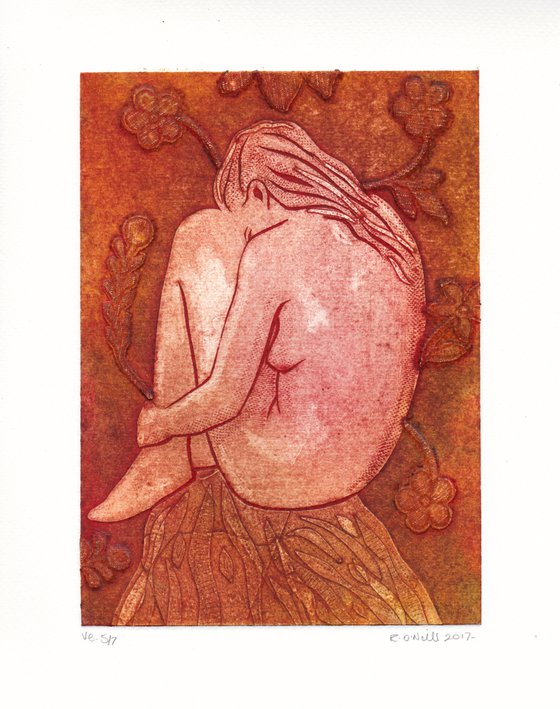 Seated female nude 7 colour variations