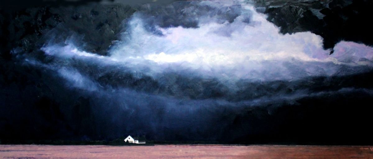 Photorealistic Landscape Oil Painting By Ken Vrana, 50 X 21", Ulysses, Ks, Original Artwork