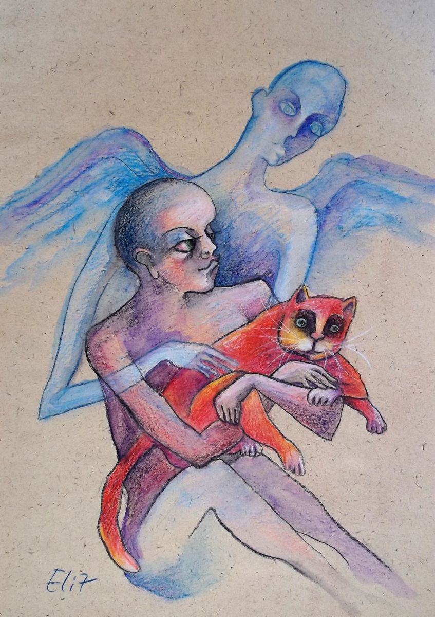 Expressive Pencil Drawing , Bless The Cats And Teenagers By Elisheva Nesis, 9 X 13, Artwork For Sale On Artfinder