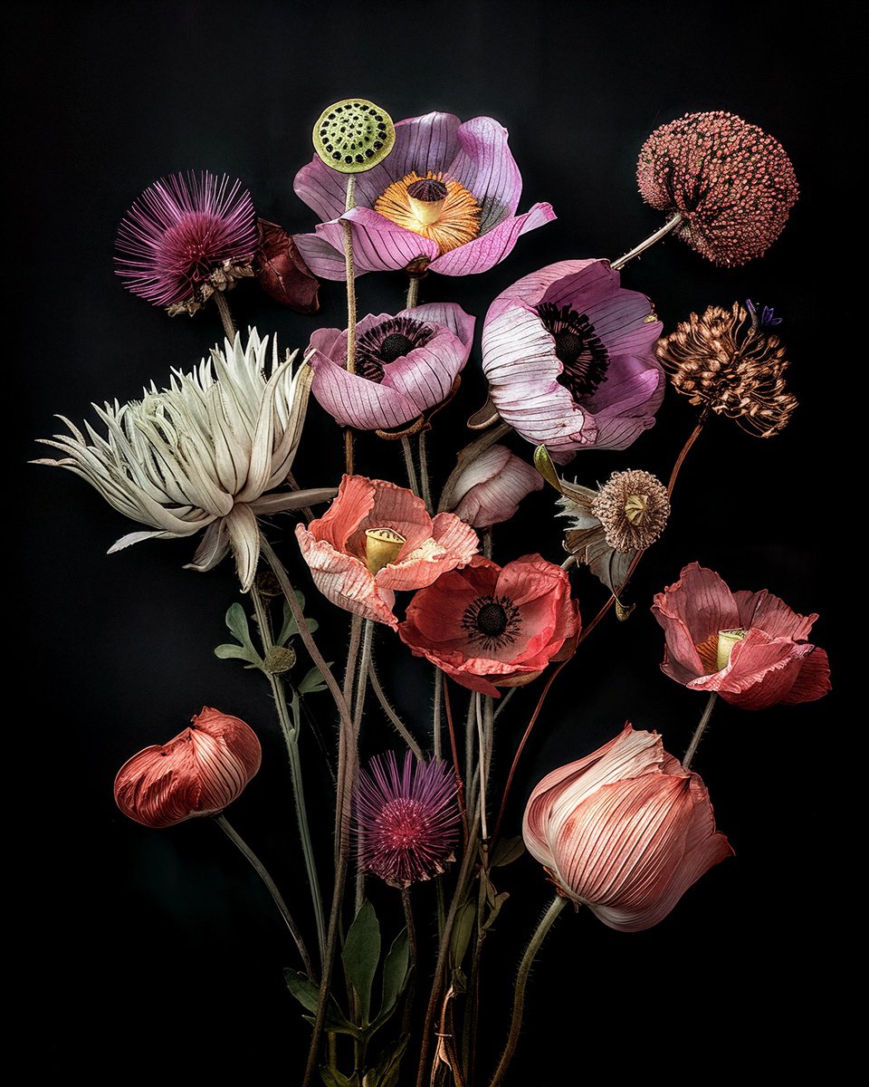 Photorealistic Botanical Photograph By Michael Filonow, 26 X 32", Velvet Requiem, Original Artwork