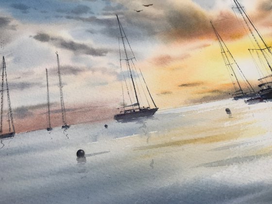 Yachts at sunset #5