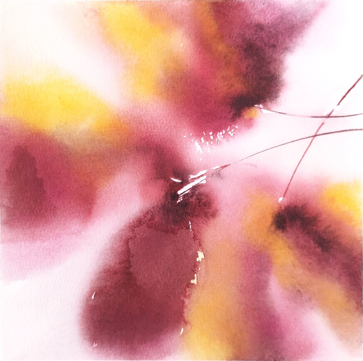 Pink abstract flowers by Olya Grigo