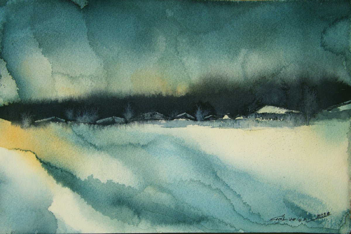 Abstract winter landscape by Elena Gaivoronskaia
