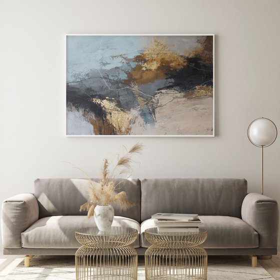 "Delight" Brown gray abstract acrylic