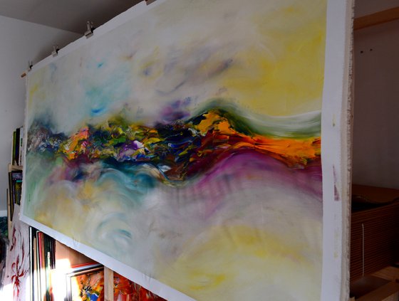 Fairy hills XXL 204X92 cm  unstretched painting, palette knife FREE SHIPPING