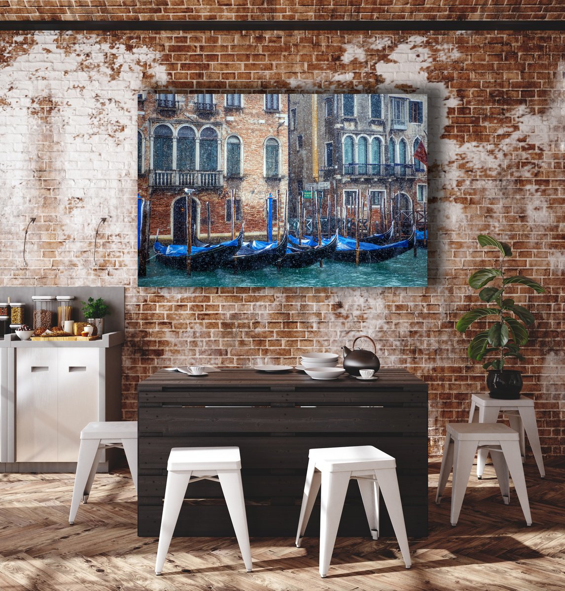 Photorealistic Cityscapes Photograph By Pavel Oskin, 35 X 24", Traghetto, Original Artwork