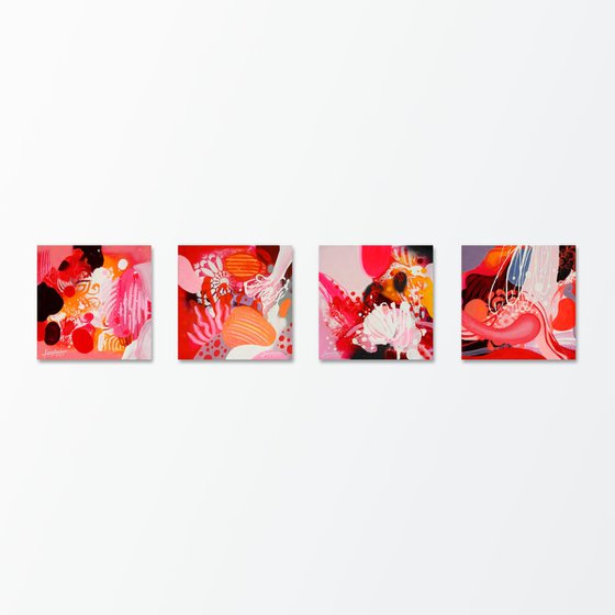 La joie en rose N°1, N°2, N°3, N°4 ( Set of 4 paintings )