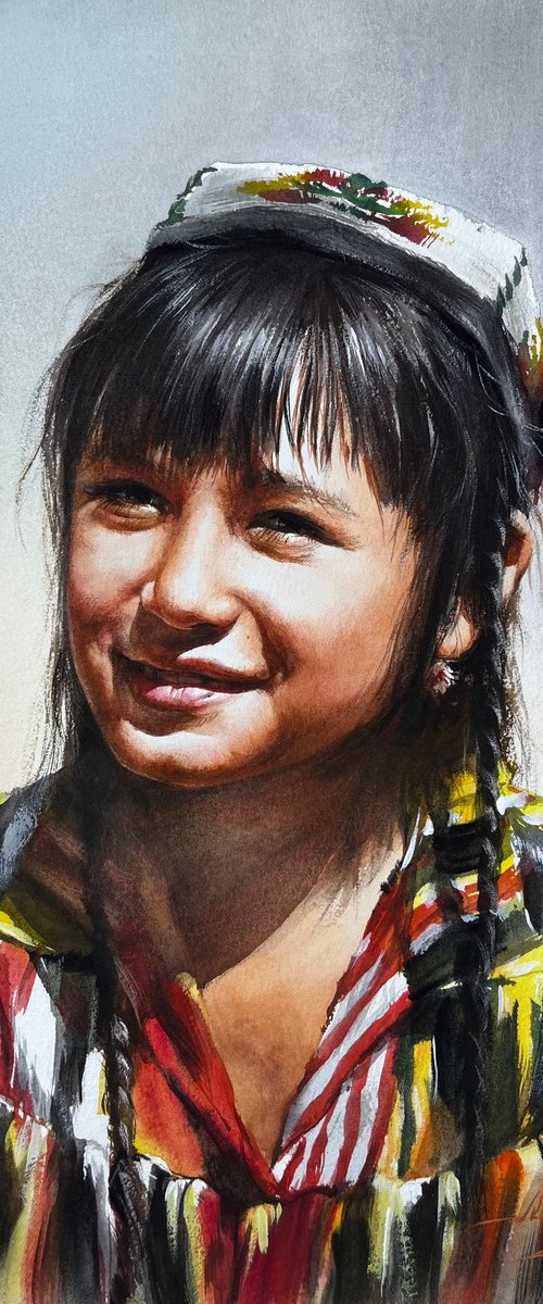 Sunlit Joy: A Portrait of Traditional Charm by Alisher Matchanov