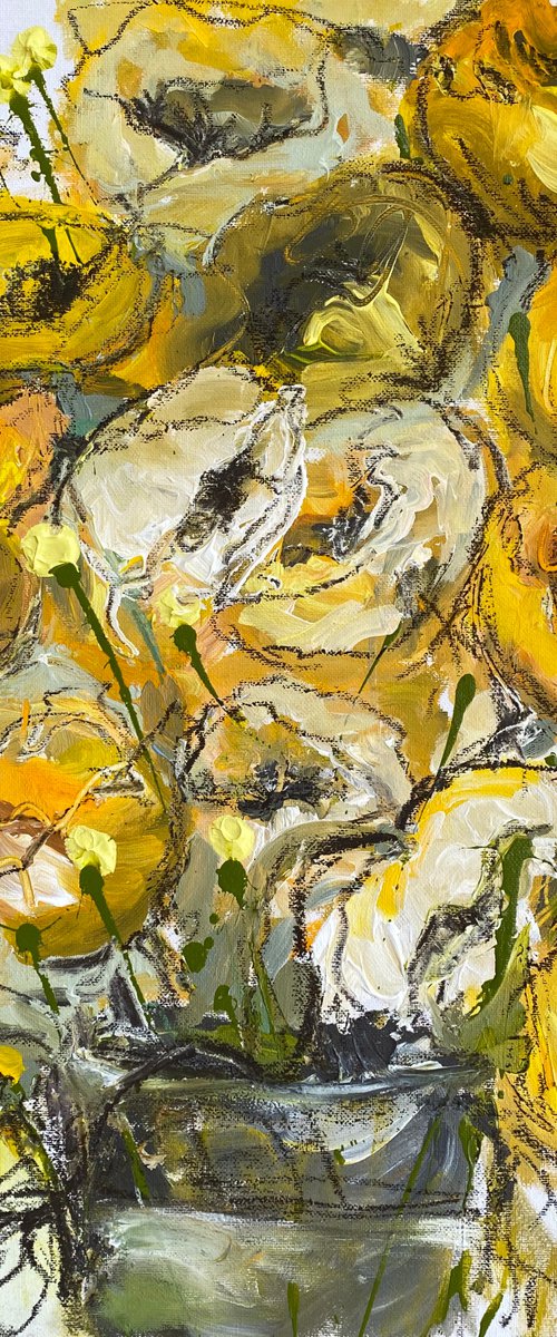 YELLOW POPPIES IN VASE by Oksana Petrova