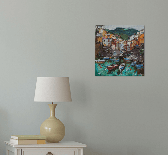 Riomaggiore, Cinque terre - Italian Landscape painting