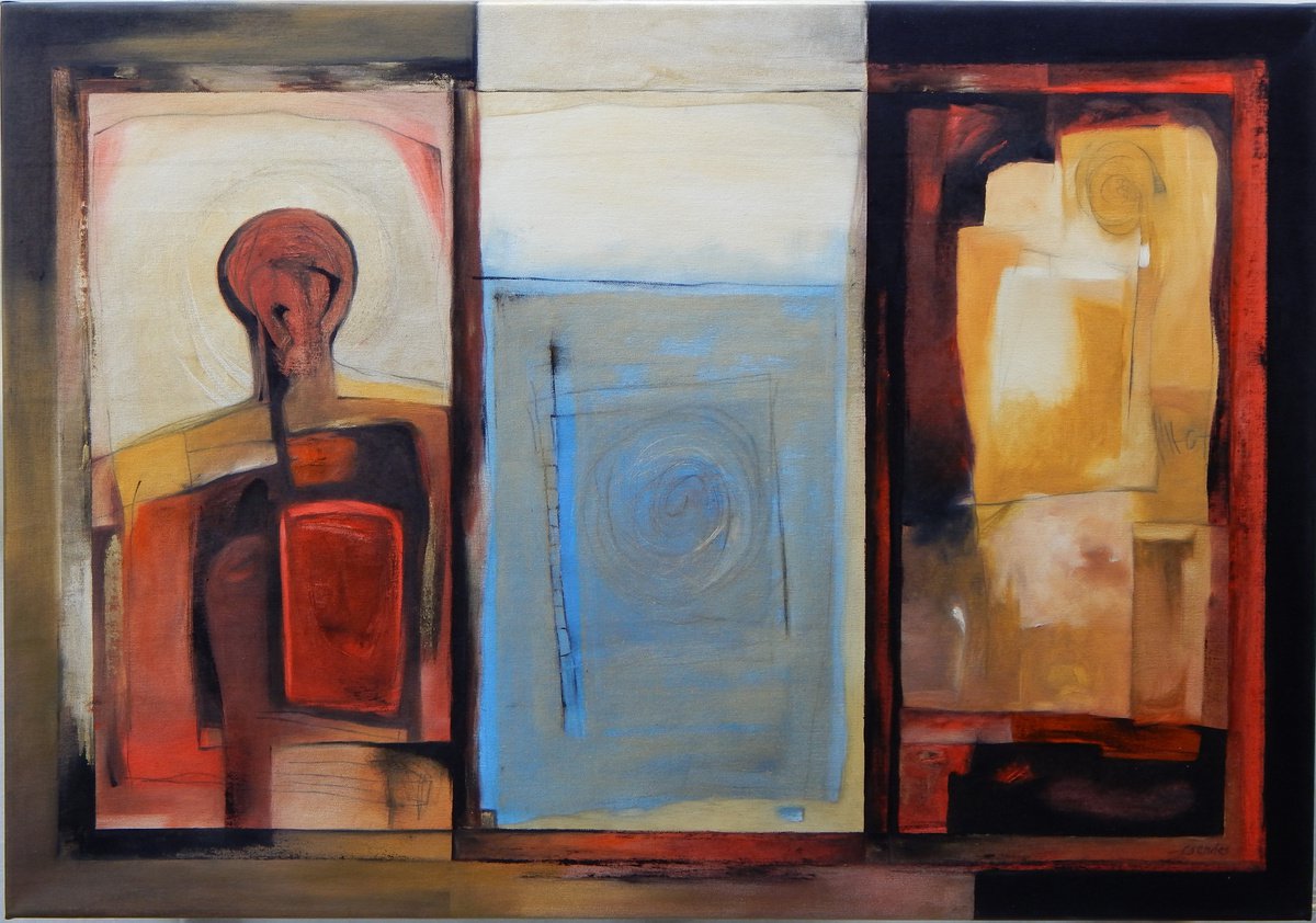 Expressive Abstract Oil Painting By Csaba Csendes, 39 X 28, Behind The Scenes., Original Artwork