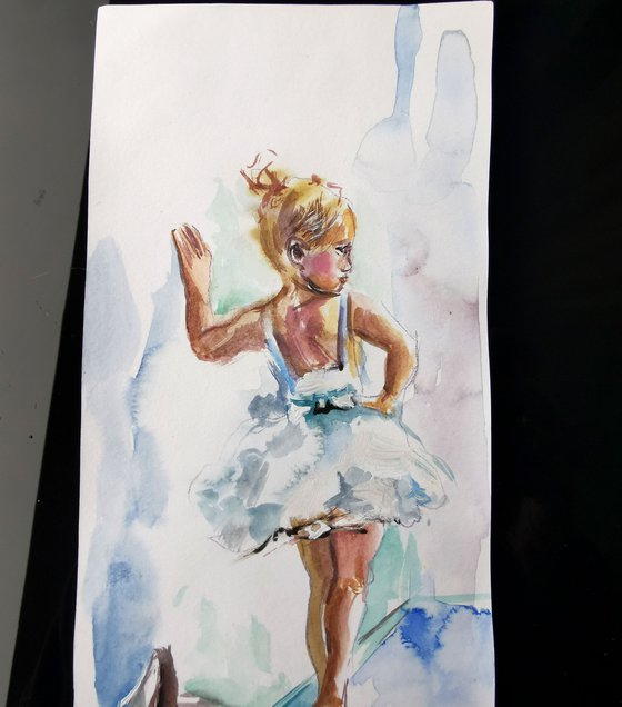 Ballet Art, Ballet dancer girl drawing on paper