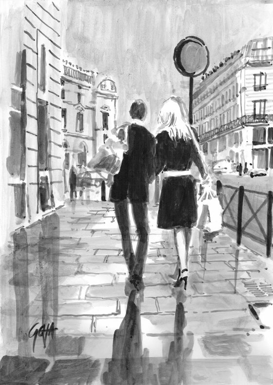 COUPLE STROLL IN PARIS