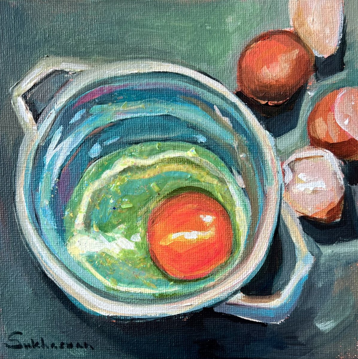 Still Life with Cracked Egg by Victoria Sukhasyan