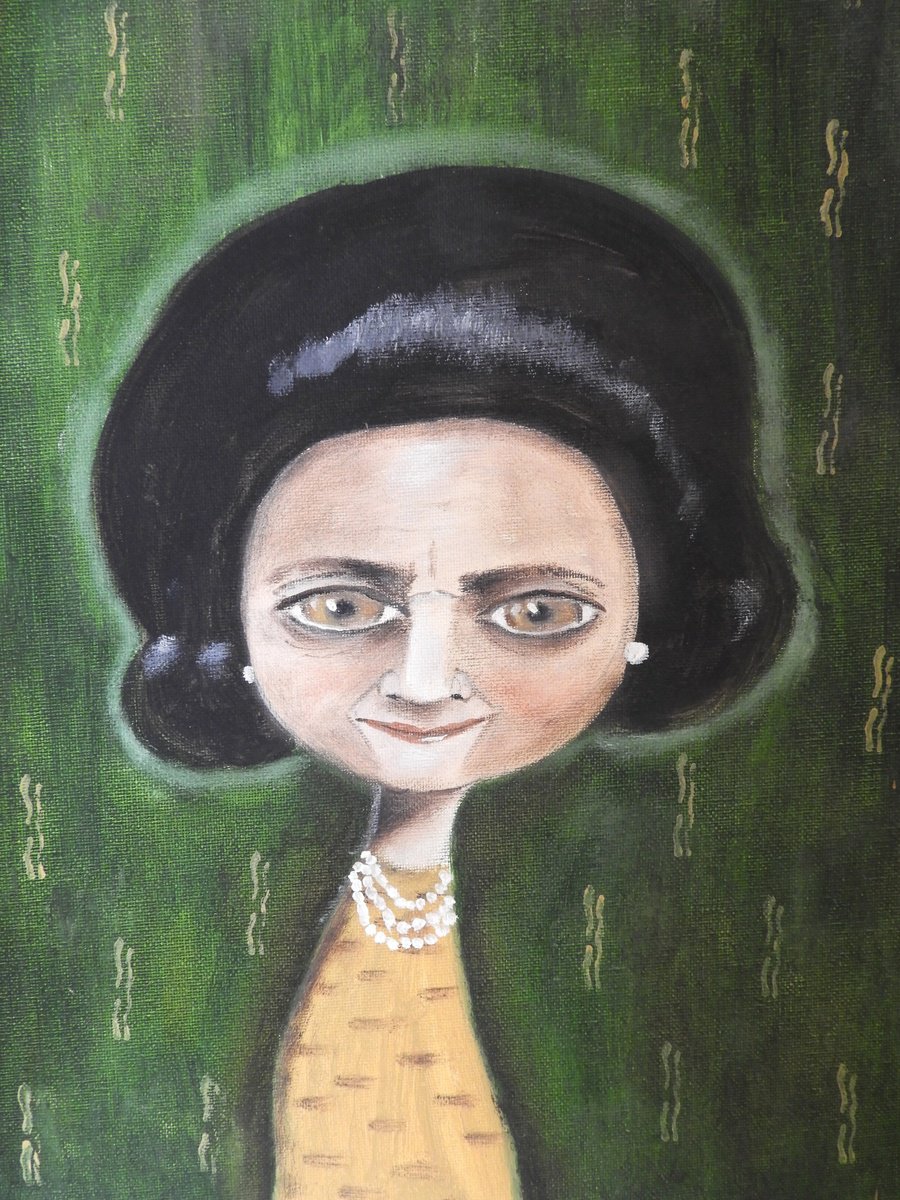 Illustrative Portrait Oil Painting By Silvia Beneforti, 12 X 16", Woman On A Park, Original Artwork