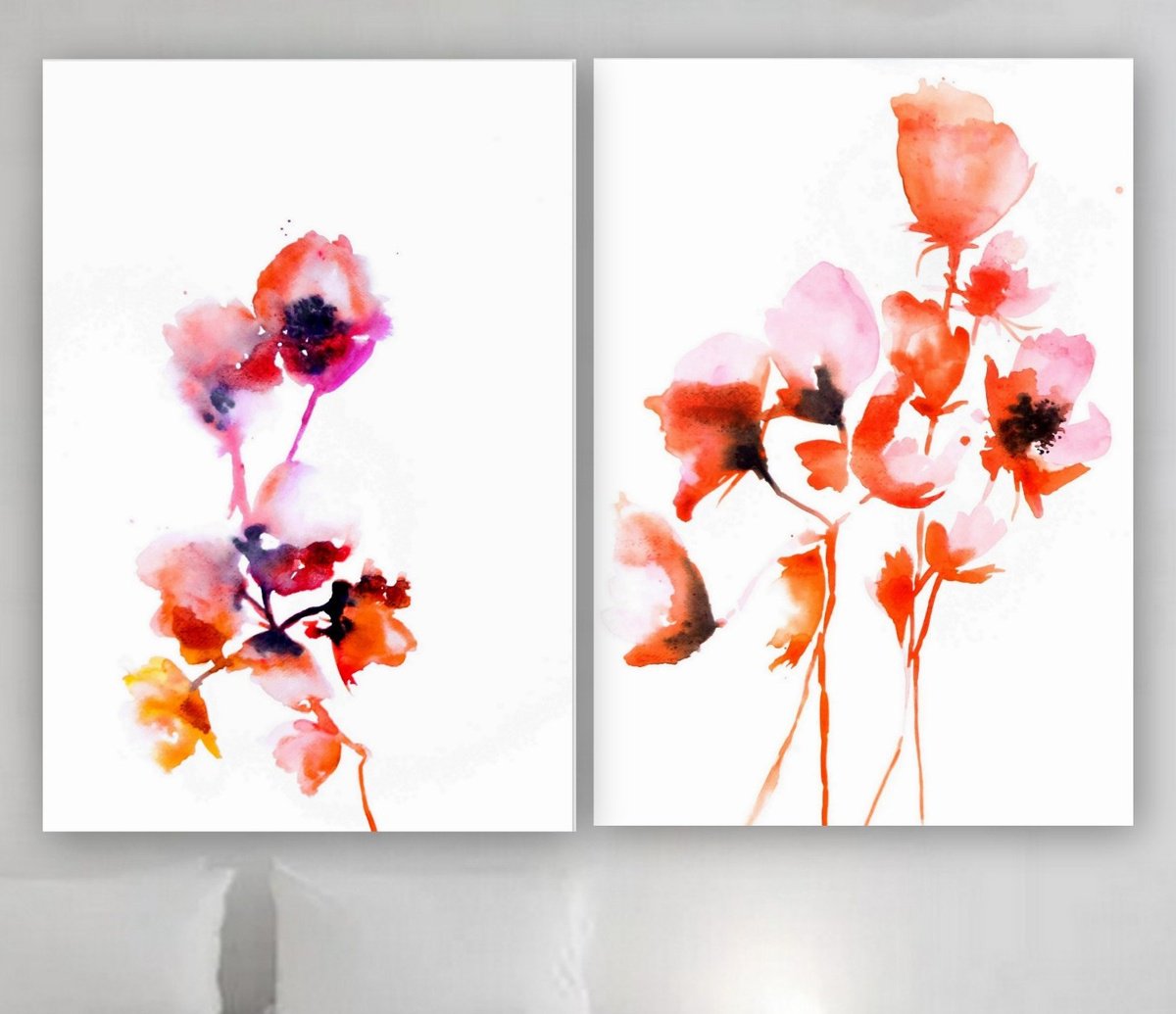 Impressionistic Animal Watercolour By Nadia Moniatis, 12 X 16", Flowers, Original Artwork