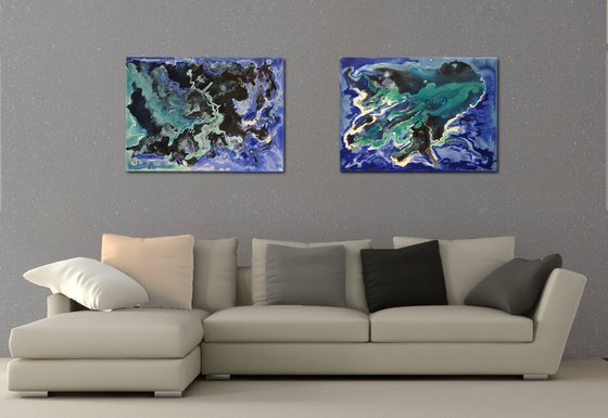 Diptych in blue