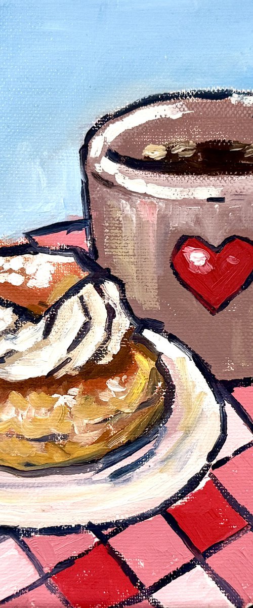 Coffee and semla bun by Ekaterina Dutkevich