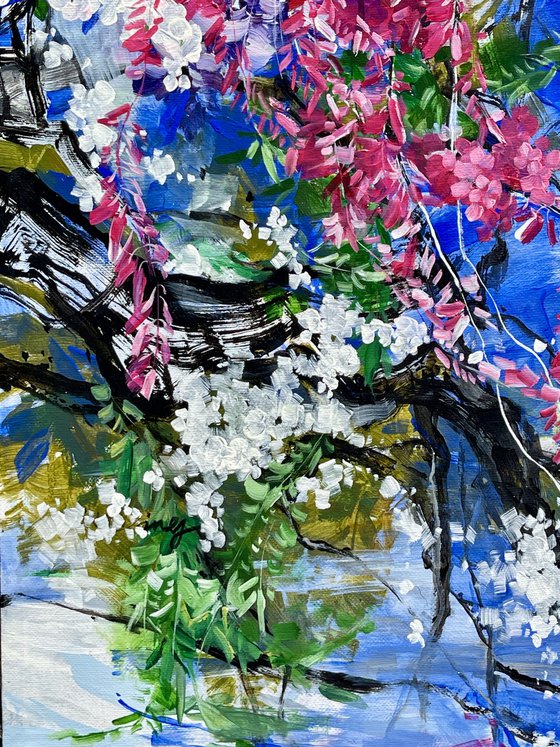 Wisteria with blue