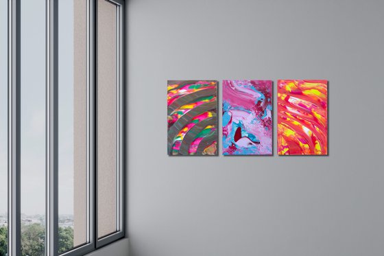 Burning soul, Triptych n° 3 Paintings