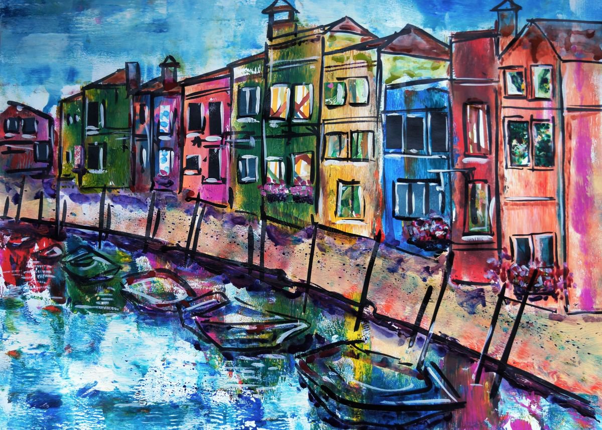 Burano reflections by Julia Rigby
