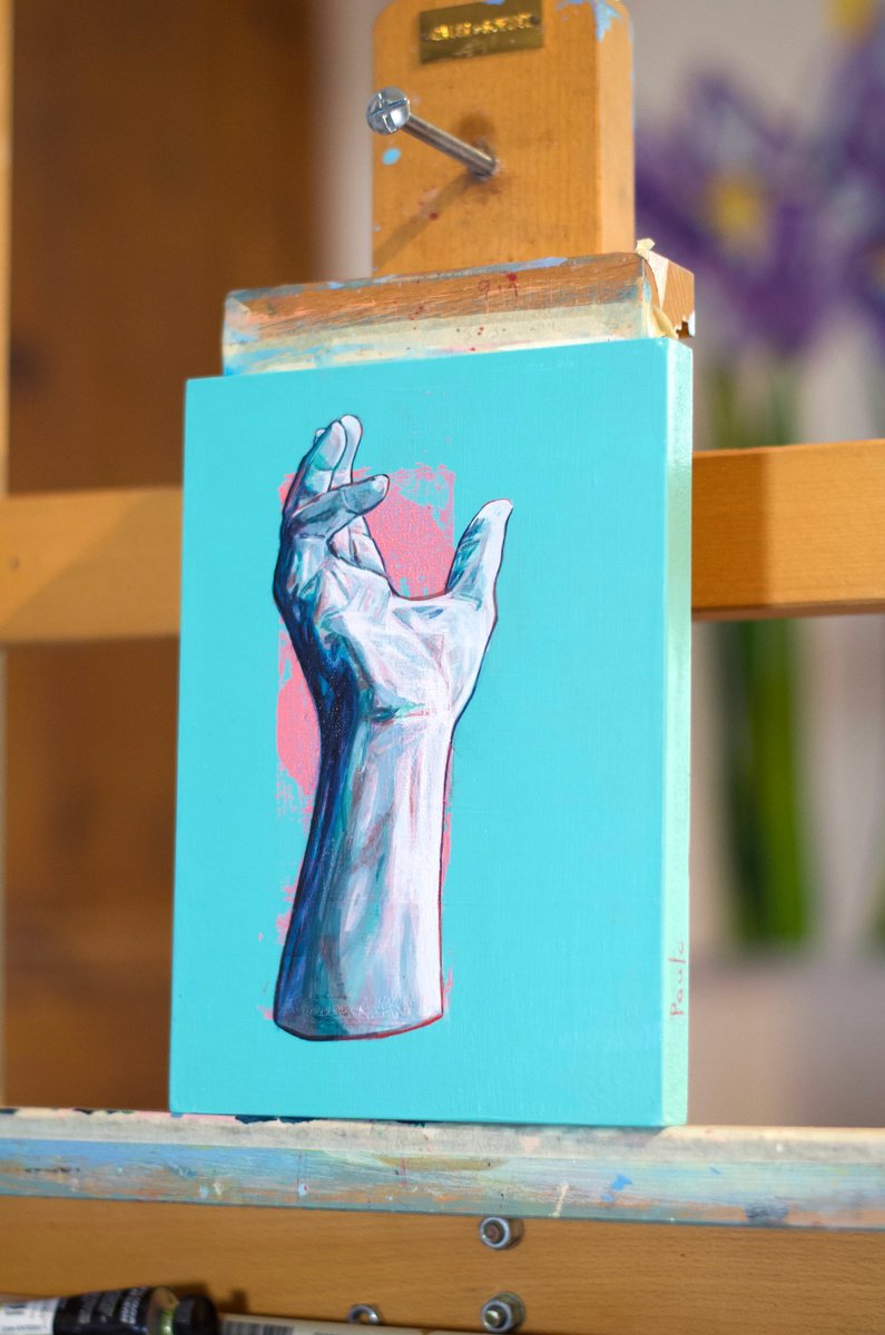 Expressive Portrait Acrylic Painting By Paul Ward, 6 X 8", The Hand That Built America, Original Artwork