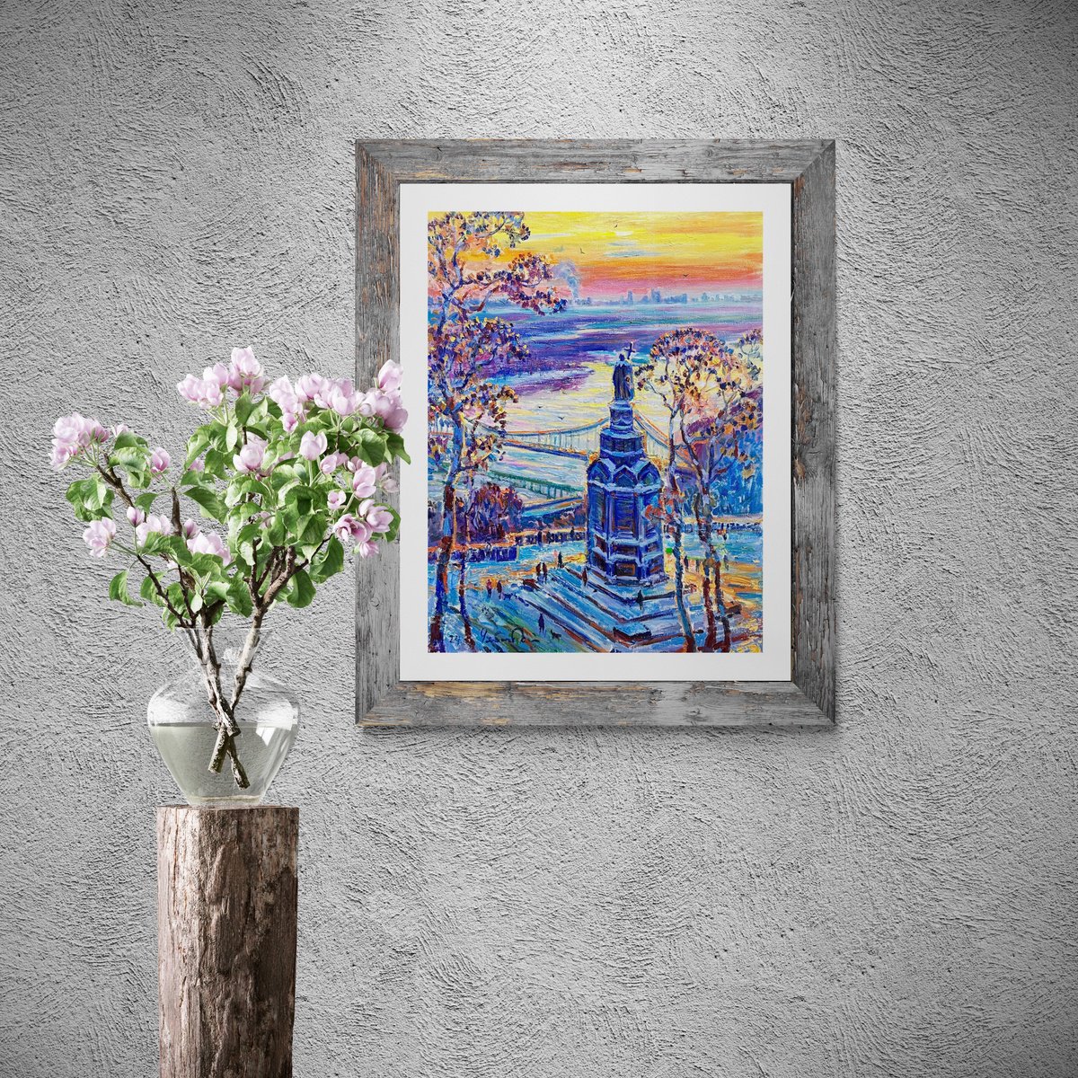 Impressionistic Cityscapes Oil Painting By Andrii Chebotaru, 24 X 31, Sunrise Over The Dnieper River Kyiv. Ukraine., Artfinder