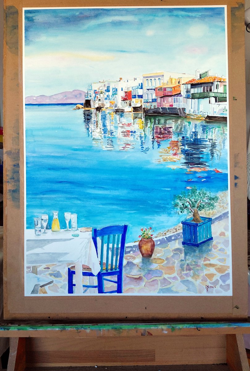 Impressionistic Watercolour , Mykonos By Zoran Mihajlovic Muza, 19 X 27, Artwork For Sale On Artfinder