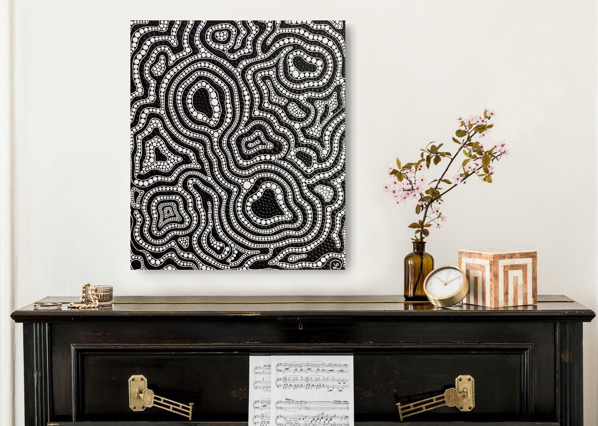 Expressive Abstract Acrylic Painting By Oxana Lazari, 24 X 28", Contours Of The Earth, Original Artwork