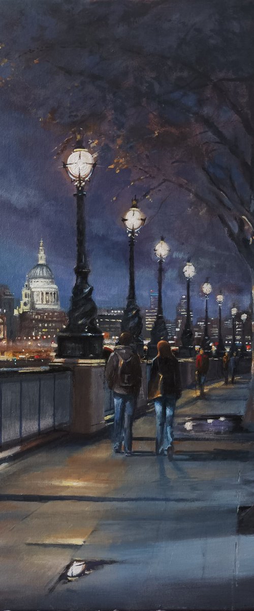 Late night London..Queens Walk Embankment by Alan Harris