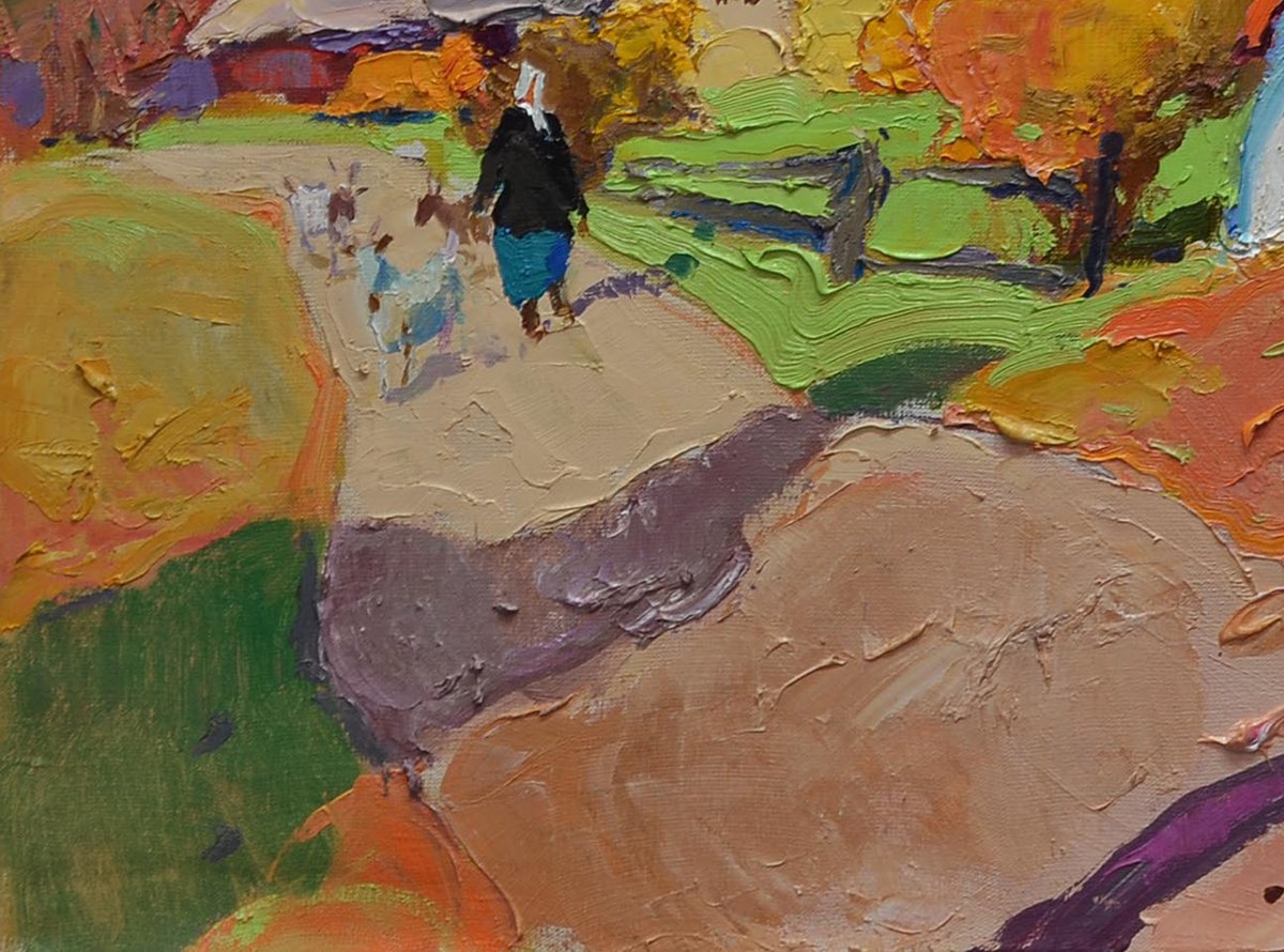 Impressionistic Landscape Oil Painting By Alexander Shandor, 31 X 24, Indian Summer, Original Artwork