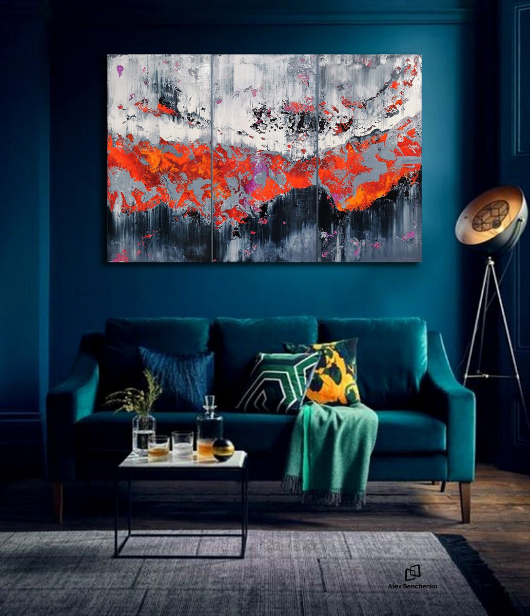 150x100cm. / Abstract triptych / Abstract 2189 by Alex Senchenko