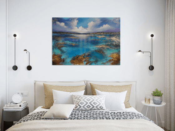 A beautiful large modern semi-abstract seascape painting "Wonderland"