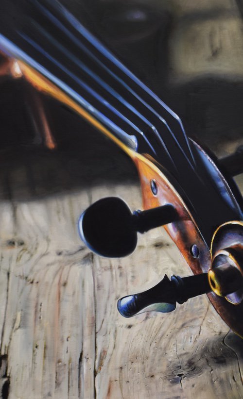 Still life with violin 2. (Artwork on commission) by Duhaj Peter