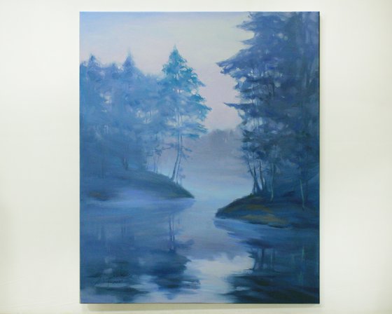 Blue fog on the lake
