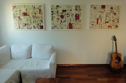 "Abstract newspaper's news" - Large, Triptych by Tihomir Cirkvencic