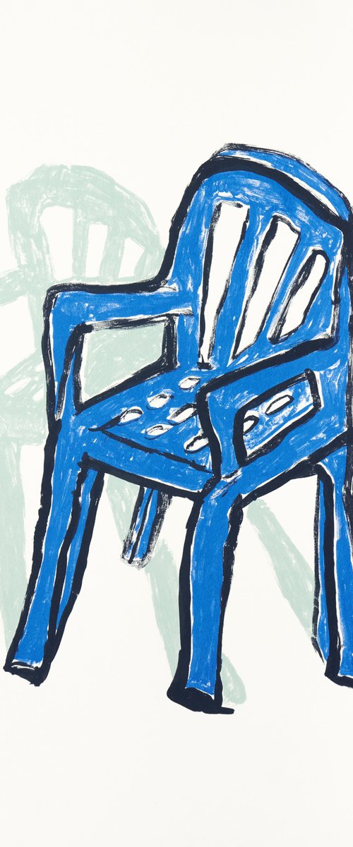 Blue Lawn Chair, Limited Edition screen-print by Alexander Evans