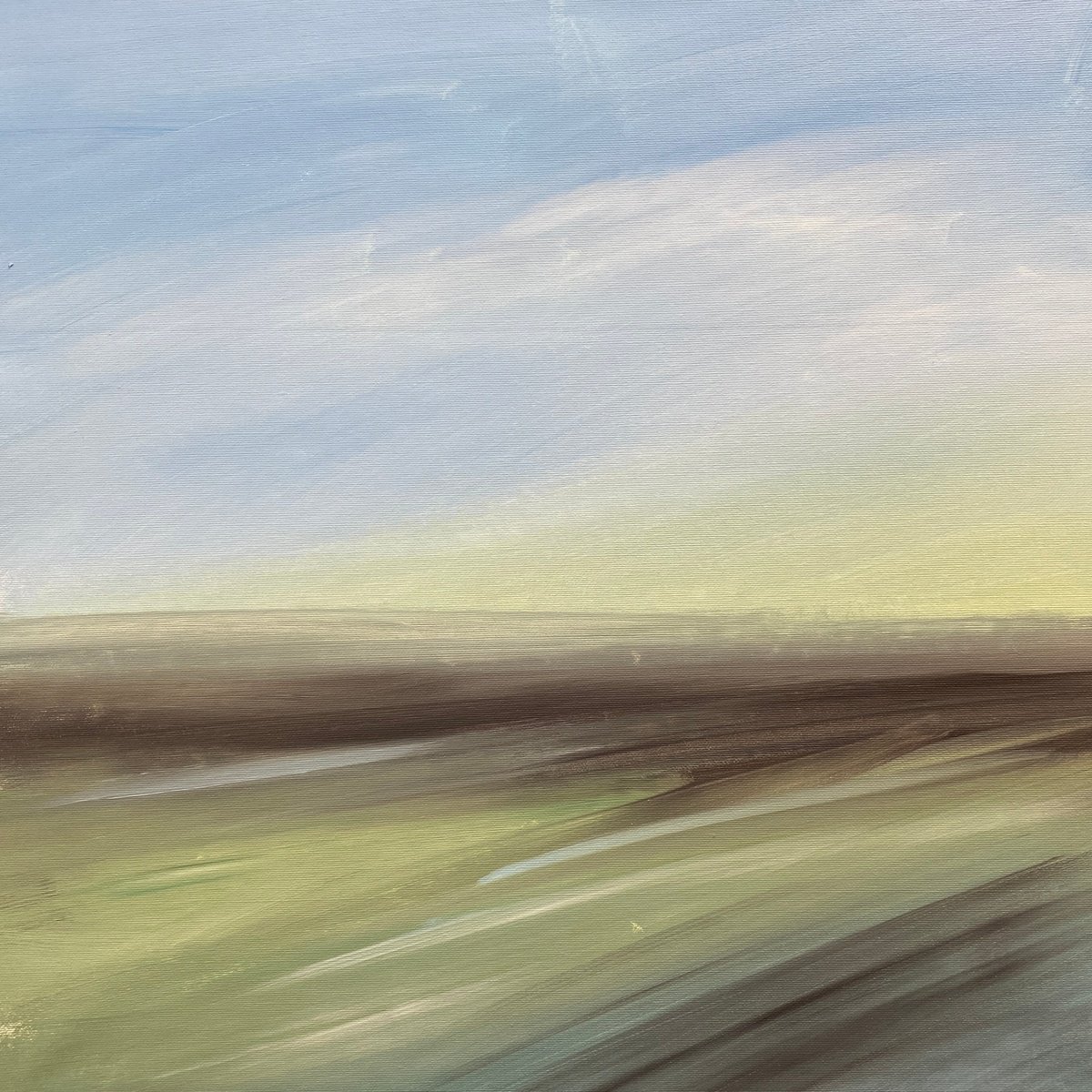 Impressionistic Landscape Acrylic Painting By Helen Mount, 16 X 16, Spring Morning/1, Original Artwork