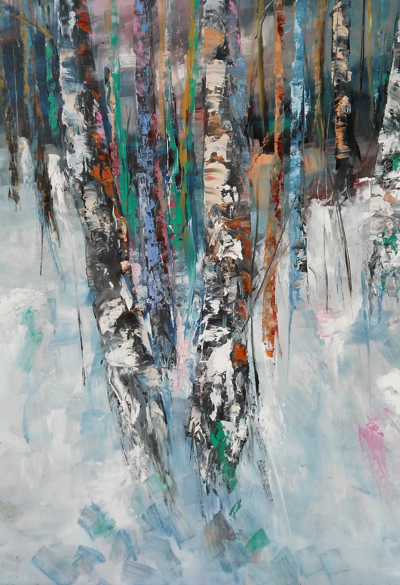 WINTER MAGIC #4, 50x70cm, snow forest trees landscape by Emilia Milcheva