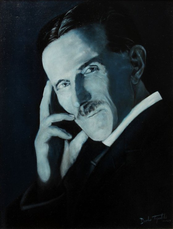 Nikola Tesla - Blue Portrait