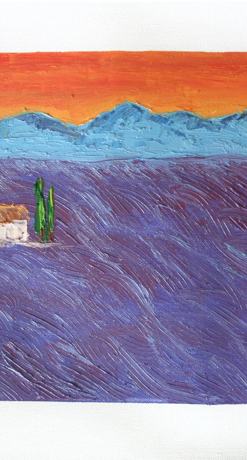 Lavender fields III. / ORIGINAL OIL PAINTING by Salana Art Gallery