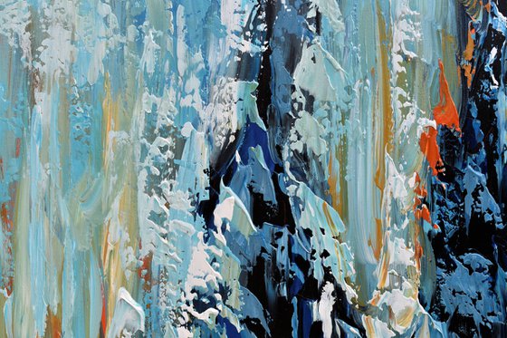 Early spring II - 48"x72" Extra Large Acrylic Blue Abstract Artwork created with Palette Knife