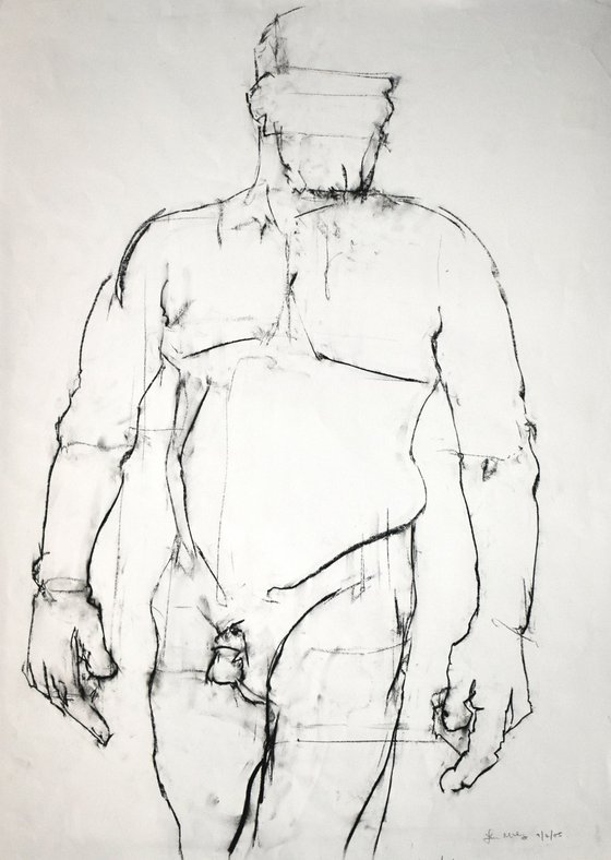 Study of a male Nude - Life Drawing No 641