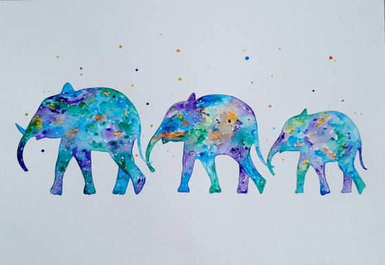 Family of elephants