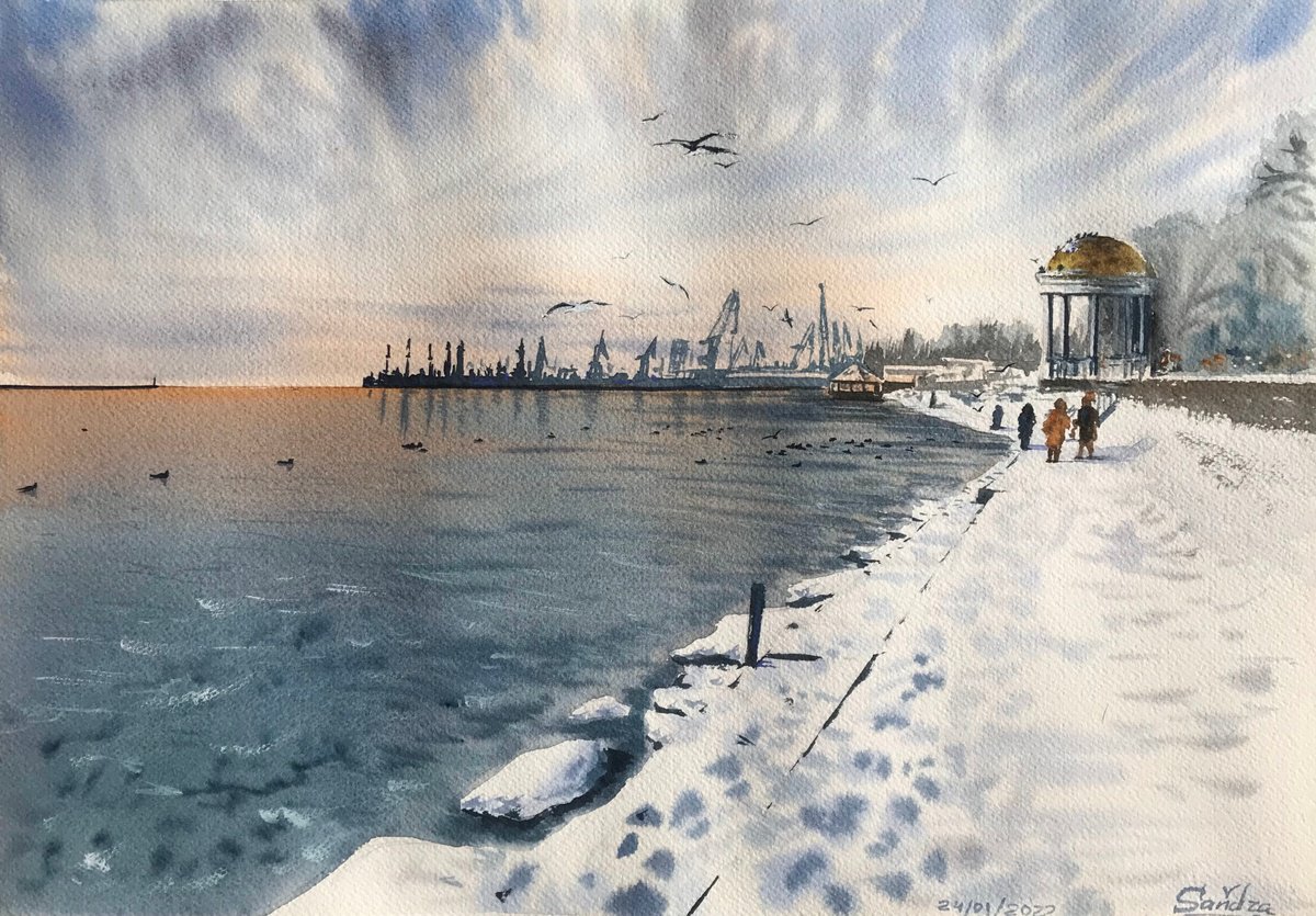 Impressionistic Watercolour , Berdyansk A Month Before The War By Oleksandra Padushyna, 16 X 12, Artwork For Sale On Artfinder